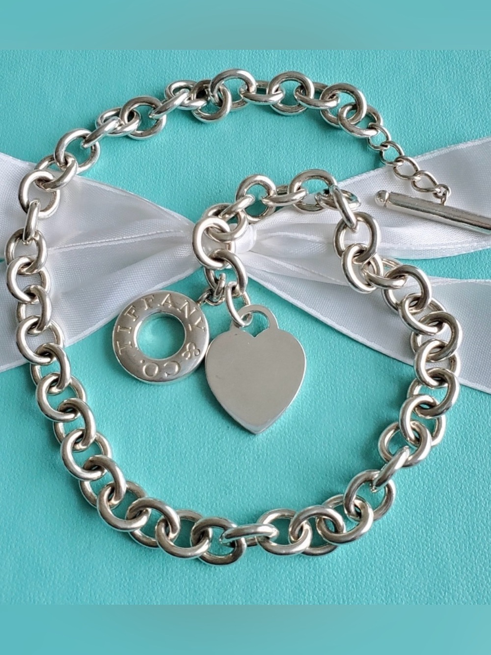 Retired Plain heart tag toggle necklace